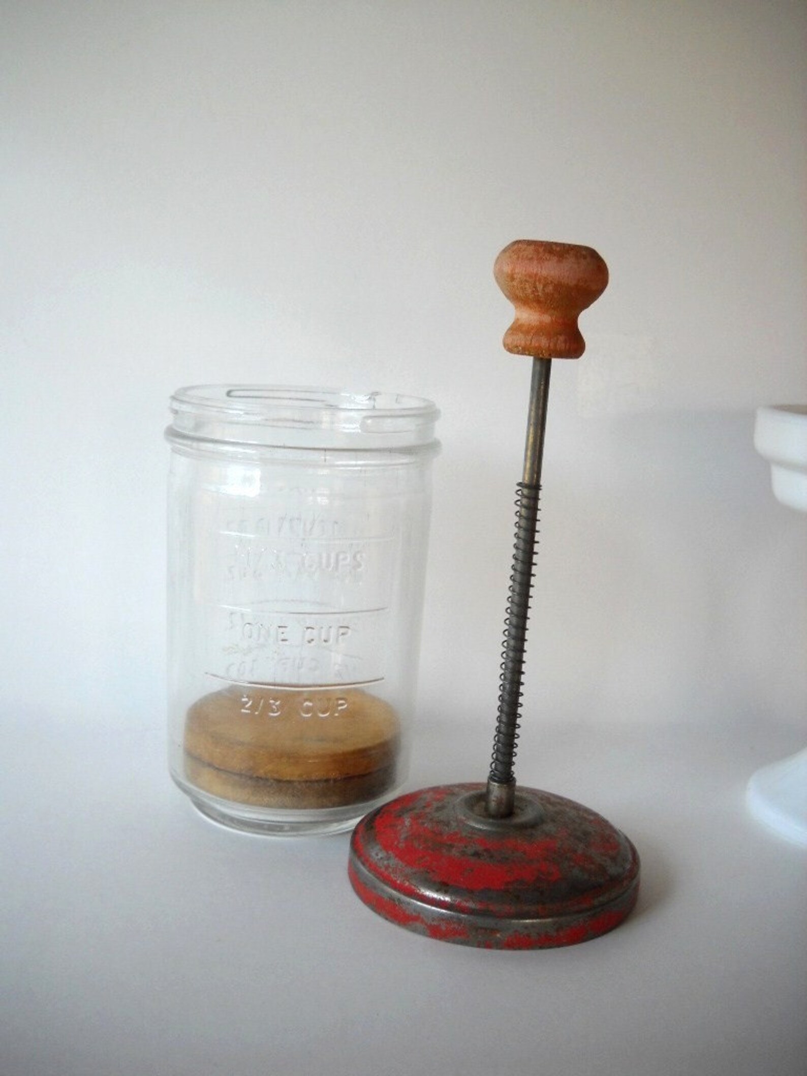 Antique Nut Chopper Red Metal and Glass Nut Chopper Farmhouse Etsy