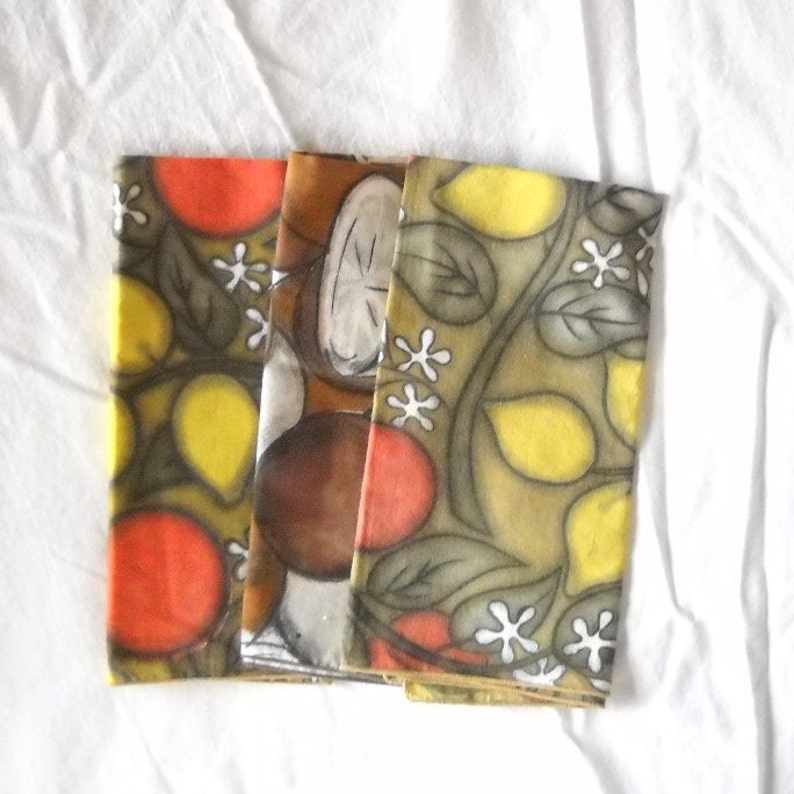 Vintage Napkins Vintage Cotton Napkins Linen Napkins Retro 1970s Summer Dining Fruit Design image 4