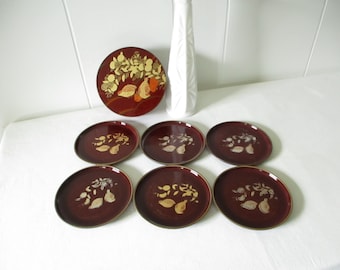 Vintage Otagiri Lacquerware Coasters Set of 6 Quail Bird Coasters