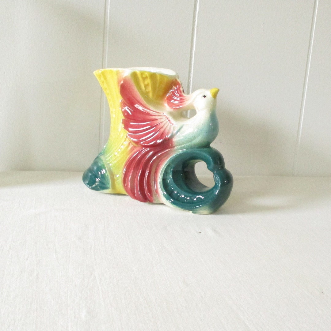 Vintage Bird Vase Mid Century Bird of Paradise Planter American Bisque