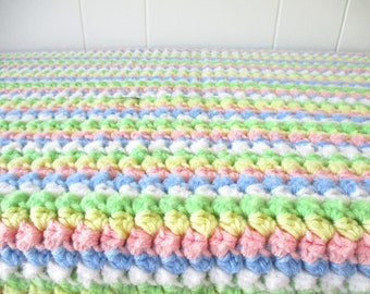 Vintage Blanket Vintage Crochet Knit Chevron Blanket Lap Blanket Baby Blanket