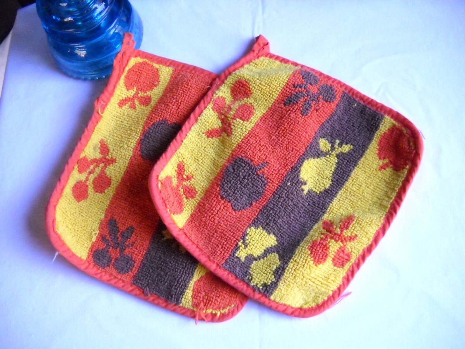 Groovy Retro Orange Terry Cloth Pot Holders Etsy