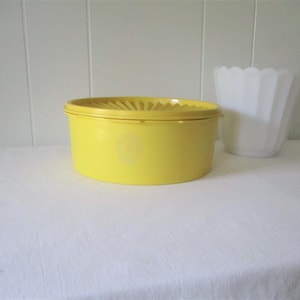 Vintage Tupperware Servalier 1970s Kitchen Yellow Bowl Decor Storage Plastic Storage