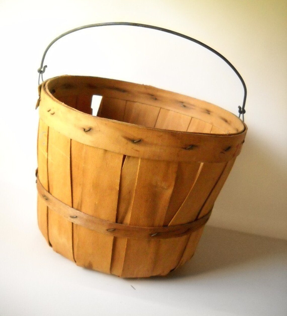 Vintage Wooden Fruit Basket Etsy