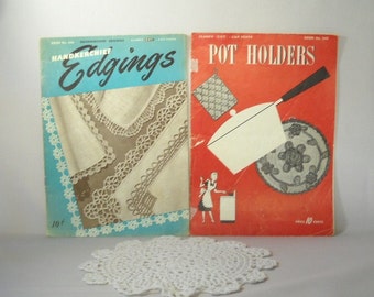 Vintage Pattern Books Pot Holder Pattern  Handkerchief  Pattern 1940s Clarks Pattern Crochet Patterns Hankies