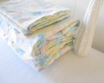 Vintage Flower Sheet Set Mod Floral Sheet Double Sheet Set Pacific Truth Muslin Cotton Sheets