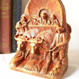 Vintage Bookends Conestoga Wagon Bookends Covered Wagon Western Decor Man Cave image 5