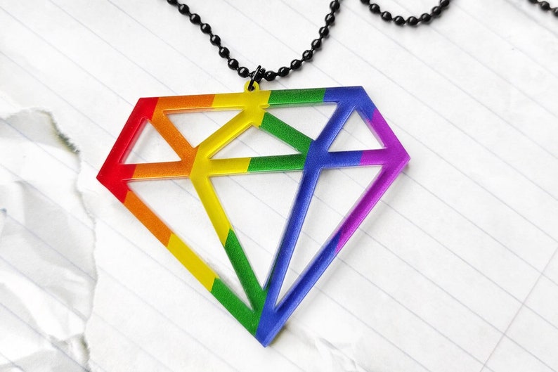 Regenbogen Diamanten-Halskette // Glamour // Symbol Reinheit // LGBTQ Bild 1