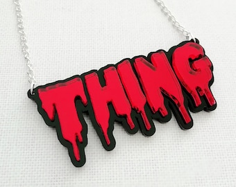 Individuelle Halskette "Horror" (50+ Farben!) // Kette mit Wunschtext // Personalisiertes Geschenk // Blut // Halloween
