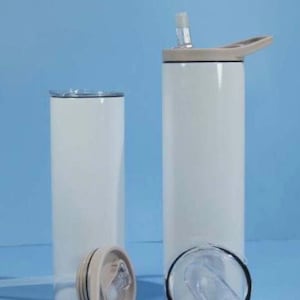 30oz Dual Lid Blank Stainless Steel Straight Skinny Tumbler