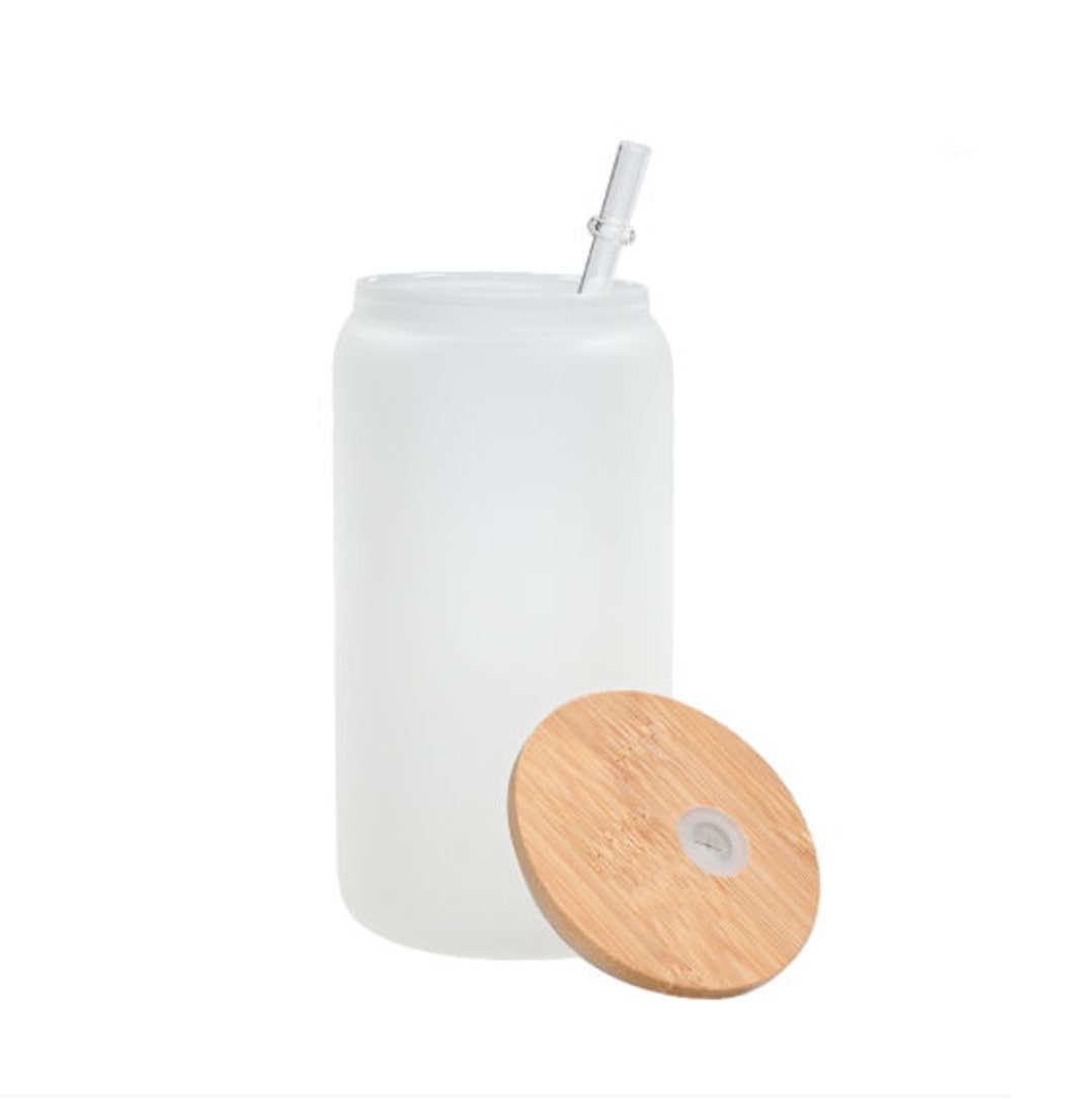 Blank 16oz Frosted Beer Glass Can Tumbler W/bamboo Lid for Sublimation ...