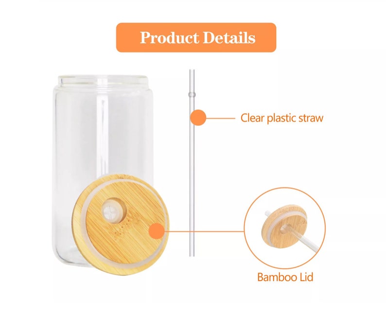 Blank 16oz Clear Beer Can Glass Tumbler With Bamboo Lid for Sublimation ...