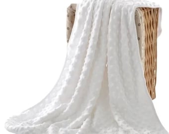 White Minky Baby Blanket, 100% polyester *In Stock & Ready to Ship!*