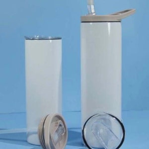 Blank 20oz  Sublimation Skinny Tumbler with Built in Straw 2 lids