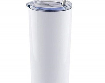 Blank Sublimation STRAIGHT 20oz Skinny Tumbler with Metal Straw