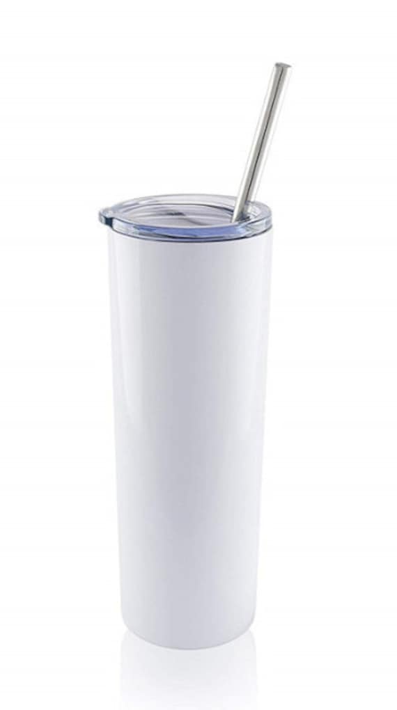 Blank Sublimation STRAIGHT 20oz Skinny Tumbler with Metal Straw