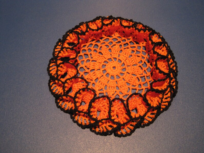 Ruffled thread crochet doily coaster inner 6 outer 8 made in USA choose your colors seasonal gift idea image 8
