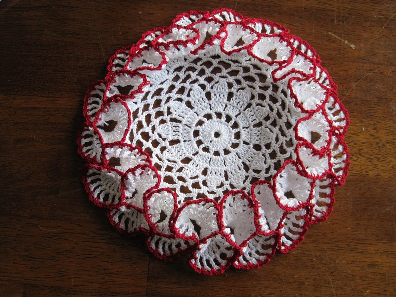 Ruffled thread crochet doily coaster inner 6 outer 8 made in USA choose your colors seasonal gift idea image 8