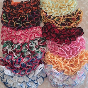 Ruffled thread crochet doily coaster inner 6 outer 8 made in USA choose your colors seasonal gift idea image 3