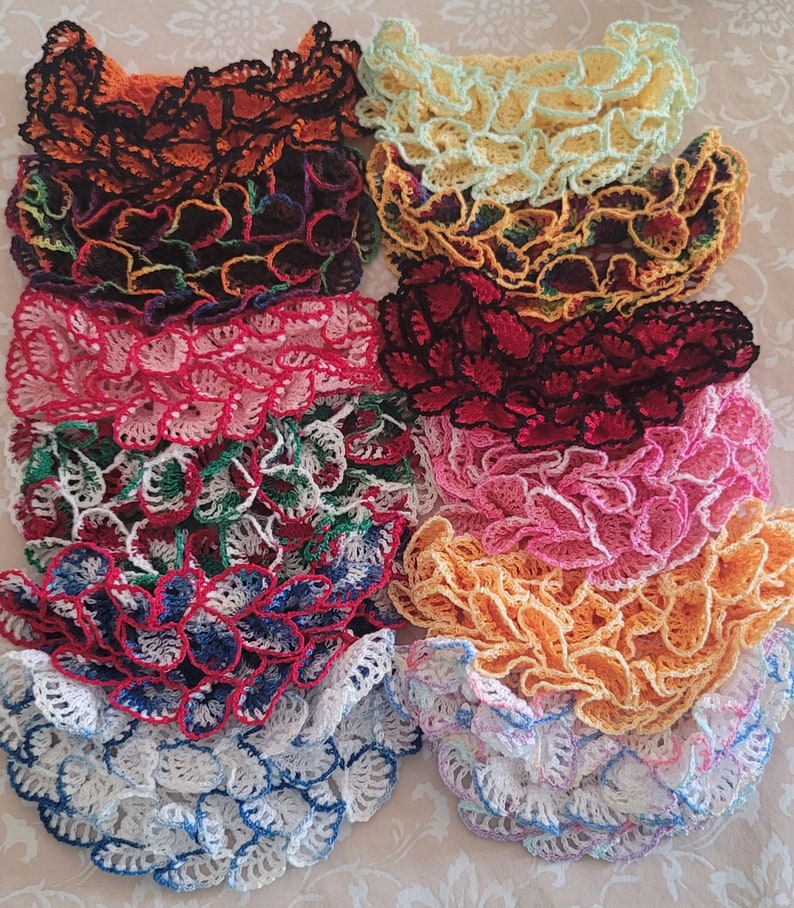 Ruffled thread crochet doily coaster inner 6 outer 8 made in USA choose your colors seasonal gift idea image 3