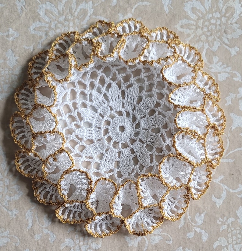 Ruffled thread crochet doily coaster inner 6 outer 8 made in USA choose your colors seasonal gift idea image 10