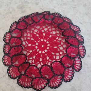 Ruffled thread crochet doily coaster inner 6 outer 8 made in USA choose your colors seasonal gift idea image 5