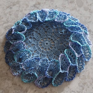 Ruffled thread crochet doily coaster inner 6 outer 8 made in USA choose your colors seasonal gift idea image 9