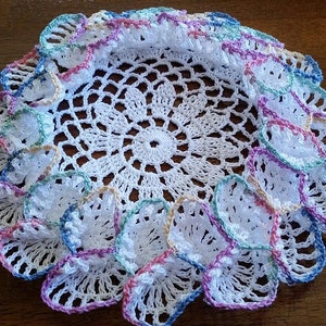 Ruffled thread crochet doily coaster inner 6 outer 8 made in USA choose your colors seasonal gift idea image 2