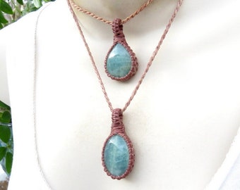 Aquamarine crystal necklace set,  Gift for daughter, Gift for wife, Womens gift, Crystal pendant, Jewelry set, stone necklace