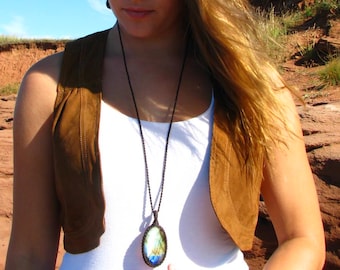 Labradorite necklace, macrame necklace, gemstone necklace, macrame jewelry, metaphysical crystal jewelry, christmas gift ideas, for her