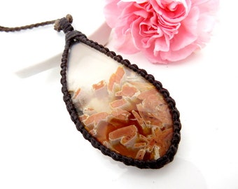 Turkish Stick Sagenite Agate Necklace Agate Necklace Macrame necklace Exotic stones Stone jewelry Healing crystals and gemstones