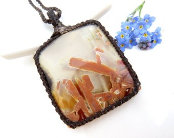 Turkish Stick Sagenite Agate Necklace Agate Necklace Macrame necklace Exotic stones Stone jewelry Healing crystals and gemstones