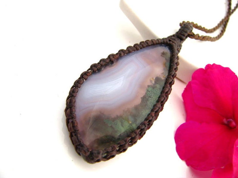 Tree of Life Necklace necklace Rare Purple Moss Agate pendant macrame jewelry Moss Agate necklace gift ideas for her Macrame necklace