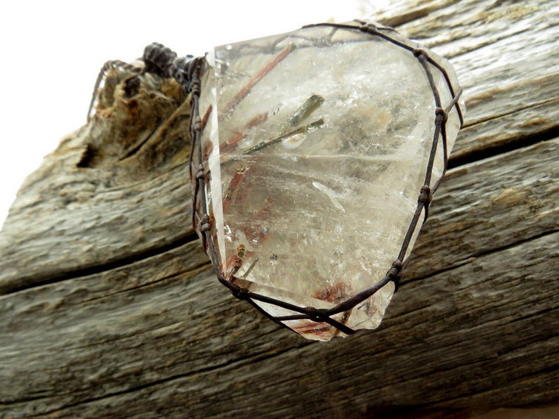 Modern Jewelry, Metaphysical RARE Epidote included Quartz Necklace Healing stones and crystals Epidote jewelry crystal necklace