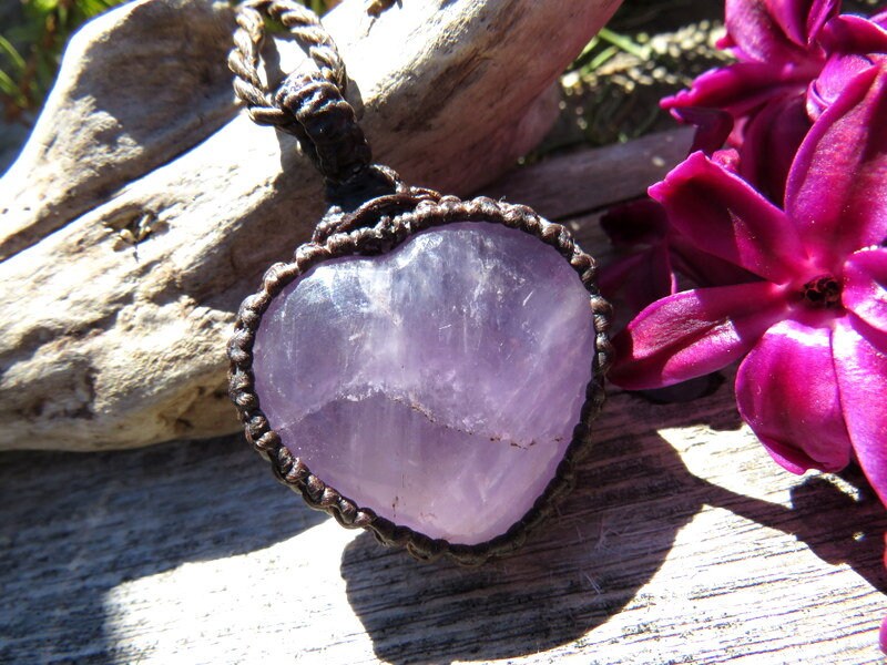 Healing Crystal Necklace Amethyst Heart Necklace Amethyst Etsy