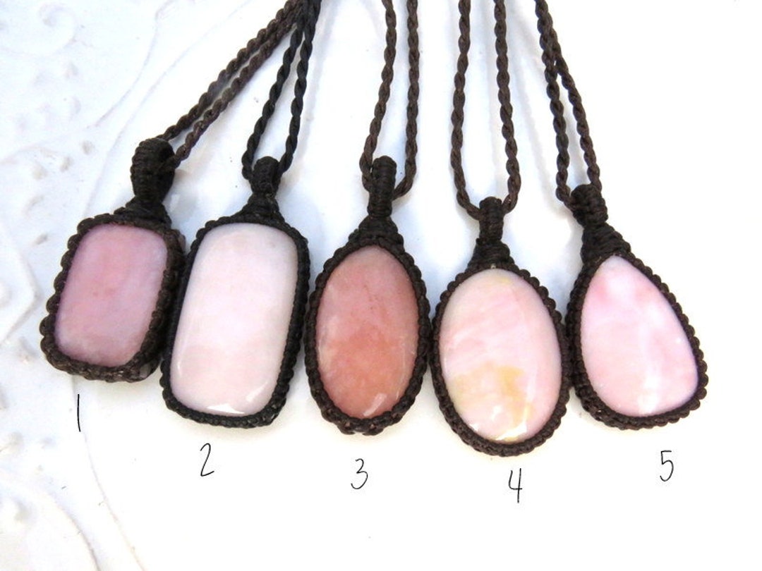 Peruvian Pink Opal Necklace, Pink Gemstone Necklace, Pink Opal Pendant ...