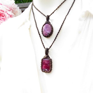 Ruby Necklace macrame necklace, july birthstone, july birthday gift, stacked necklace, layered necklace, cancer zodiac gift ideas, soulmate