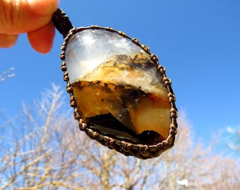 Dendritic Quartz macrame necklace, dendrite quartz, gift ideas for the crystal collector, zen seeker