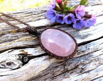 Rose quartz pendant necklace, expression of love, rose quartz jewelry,  minimalist necklace, pink gifts, for her,  Earth Aura Creations