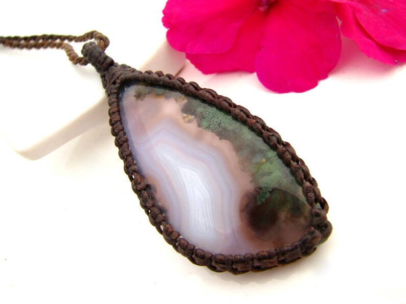 Tree of Life Necklace necklace Rare Purple Moss Agate pendant macrame jewelry Moss Agate necklace gift ideas for her Macrame necklace