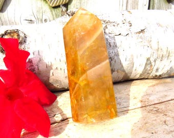 Golden Healer Quartz tower, crystal home decor, crystal home accent, meditation crystal, golden healer crystal, home accessories