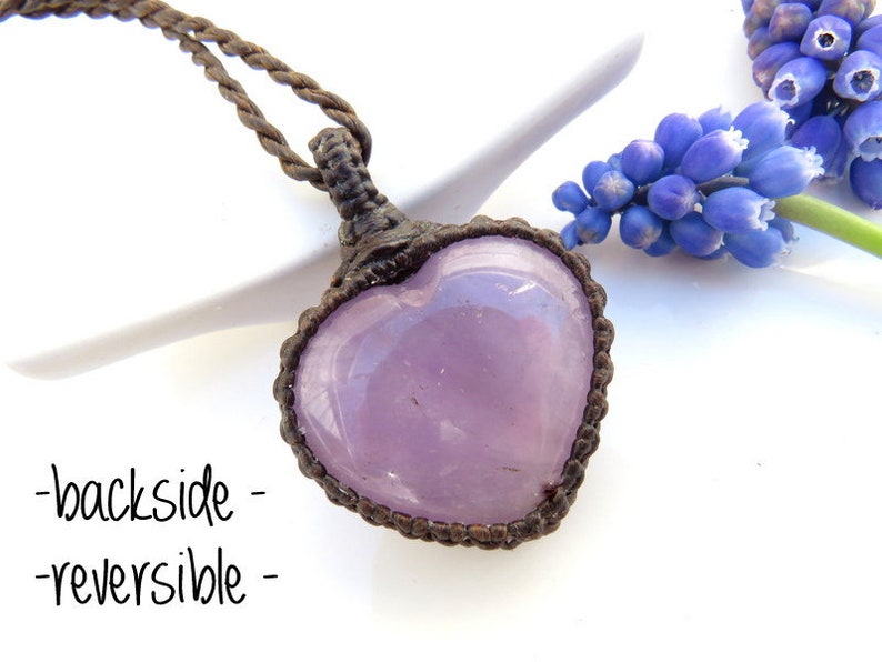 Healing Crystal Necklace Amethyst Heart Necklace Amethyst Etsy
