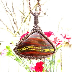 Red Tiger Iron macrame necklace, red tiger eye, gemstone necklace, gift ideas for him, for her, boyfriend necklace, fathers day gift idea