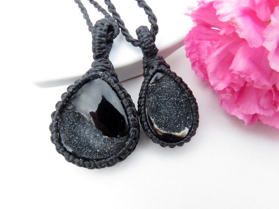 Black Onyx Druzy Necklace Set Black Onyx Benefits Healing