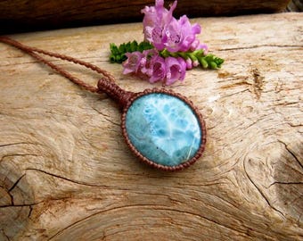 Larimar edelsteenketting, cadeau-ideeën voor vrouw, voor de boho-schoonheid, strandliefhebber, oceaanliefhebber