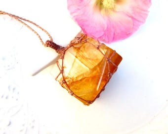 Golden Healer Quartz Necklace, healing crystal necklace gift, golden healer gemstone pendant, heart crystal jewelry, etsy gemstone jewelry