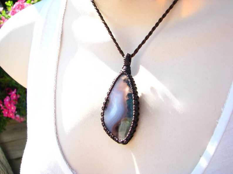 Tree of Life Necklace necklace Rare Purple Moss Agate pendant macrame jewelry Moss Agate necklace gift ideas for her Macrame necklace