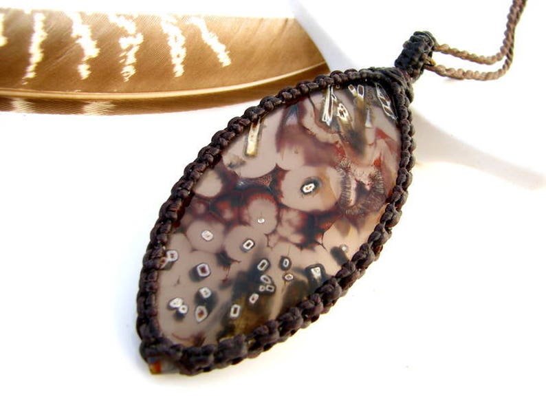 Turkish Stick Sagenite Agate Necklace Agate Necklace Macrame necklace Exotic stones Stone jewelry Healing crystals and gemstones