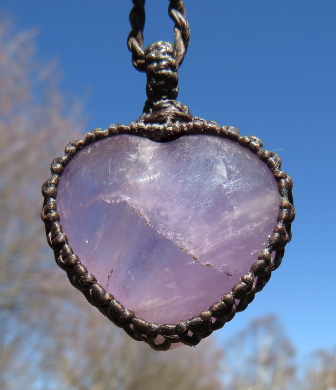 Healing Crystal Necklace Amethyst Heart Necklace Amethyst Etsy