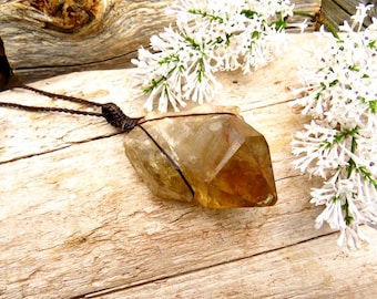Kundalini-citrienkristal edelsteenketting, unieke cadeau-ideeën voor haar, cadeaus voor moeder, natuurlijke citrien, statementketting, geel kristal